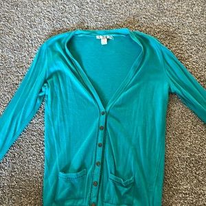Snap up teal color cardigan ! Light weigh! Used lightly!